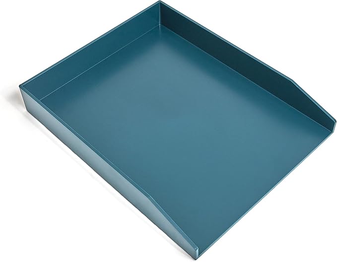 TRU RED Front‑Load Stackable Plastic Letter Tray, Teal – Desktop Paper Organizer for Office Files & Documents