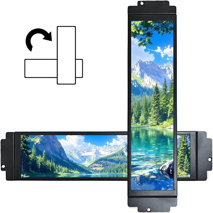 VSDISPLAY 9.1 Inch 1920x462 IPS Small Mini LCD Monitor PC Case LCD Screen Secondary Display Monitoring Computer Temperature CPU GPU RAM Data,Black