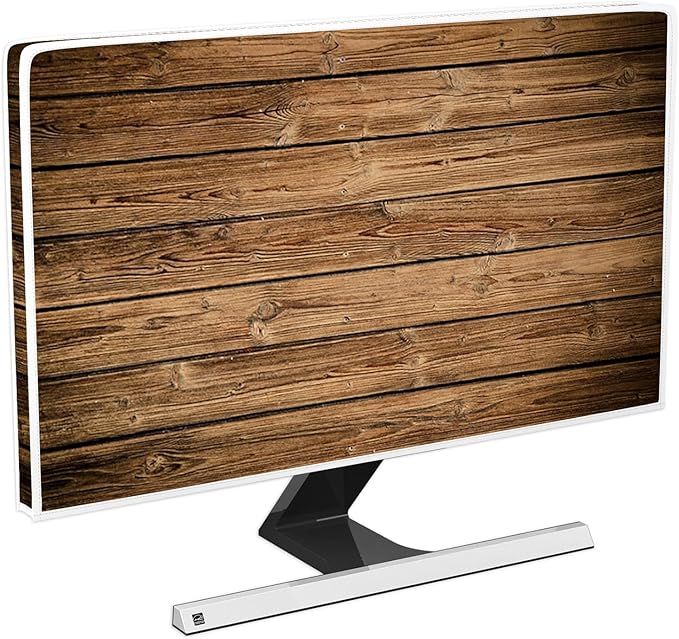 Rustic Brown Wood Board Waterproof Television Cover 70 Inch Full Body Cover for TV Screen LCD LED Dust-Proof Anti-Scratch Anti-Static Protective for Screen TV