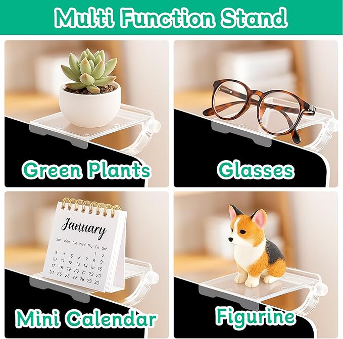 4PCs Acrylic Display Risers Stand Computer Monitor Clear Display Shelf Computer Screen Decor for Mini Figurine Home Office Desk Figures Organizer