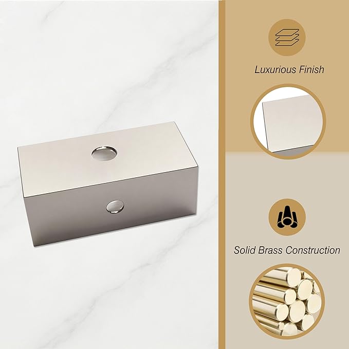 Solid Brass Glass Clamp – Fixed Mount Bracket Hardware Kit for 3/8" to 1/2" (10-12mm) Glass, Brushed Nickel