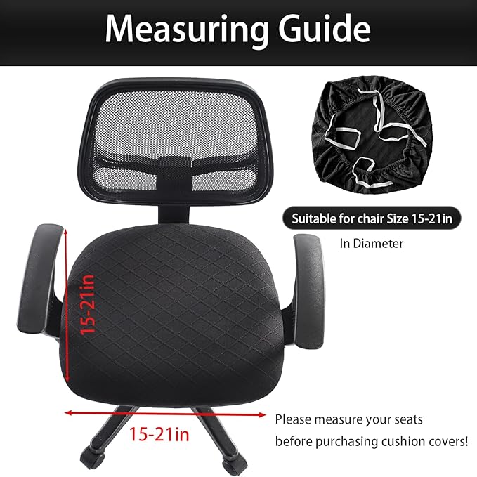 Stretch Jacquard Office Chair Cover, Removable Washable Desk Chair Cover, Anti-dust Seat Cushion Protectors - Black
