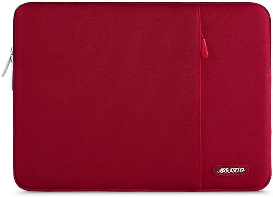 MOSISO Laptop Case 13.3 inch, 13-13.3 inch Laptop Sleeve Compatible with MacBook Air/Pro 13/Pro 14 M5 M4 M3 M2 M1, HP Dell ASUS Lenovo,Polyester Vertical Computer Sleeve Bag with Pocket, Red