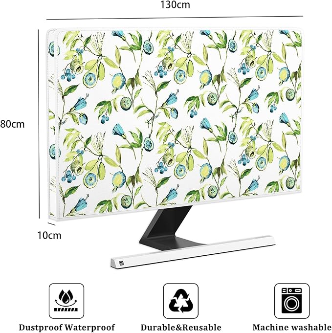 Waterproof Screen Television Dust Cover 55 Inch Anti-Static Protective Cover for LCD LED PC Desktop and Home Hanging TV Full Body Covers for TV Screen，Watercolour Blueberry Fruit