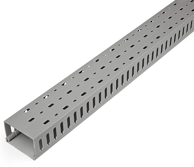 StarTech.com Open Slot Cable Management Raceway with Cover, 3"(75mm) W x 2"(50mm) H - 6.5ft(2m) Length - 1/4"(8mm) Slots, PVC Network Cable Hider/Wall Wire Duct, Max 180 Cables, UL Listed, TAA