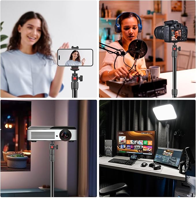 Camera Desk Mount Table Stand with 360° Ball Head, Table Light Stand with 1/4" Screw & C Clamp, Webcam Stand Mount for DSLR Camera Video Light Ring Light Live Streaming Vlog (811002)
