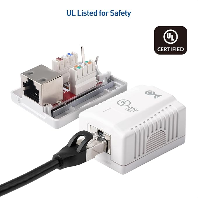 [UL Listed] Cable Matters 5-Pack Shielded Cat6A Surface Mount Box (Shielded Ethernet Surface Mount Box) in White