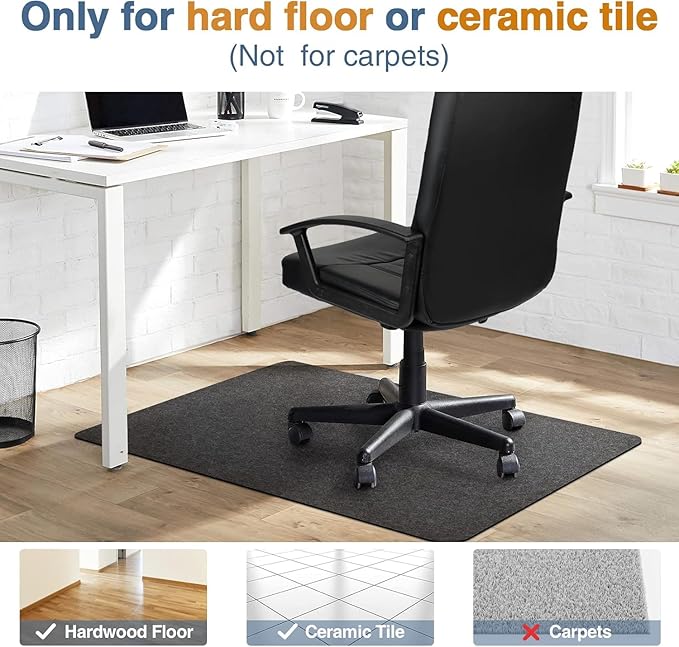 Placoot Desk Chair Mat for Hardwood Floor & Tile 55"x35" Office Chair Mat for Rolling Chairs Large Anti-Slip-Recyclable Material Computer Chair Rug for Office/Home