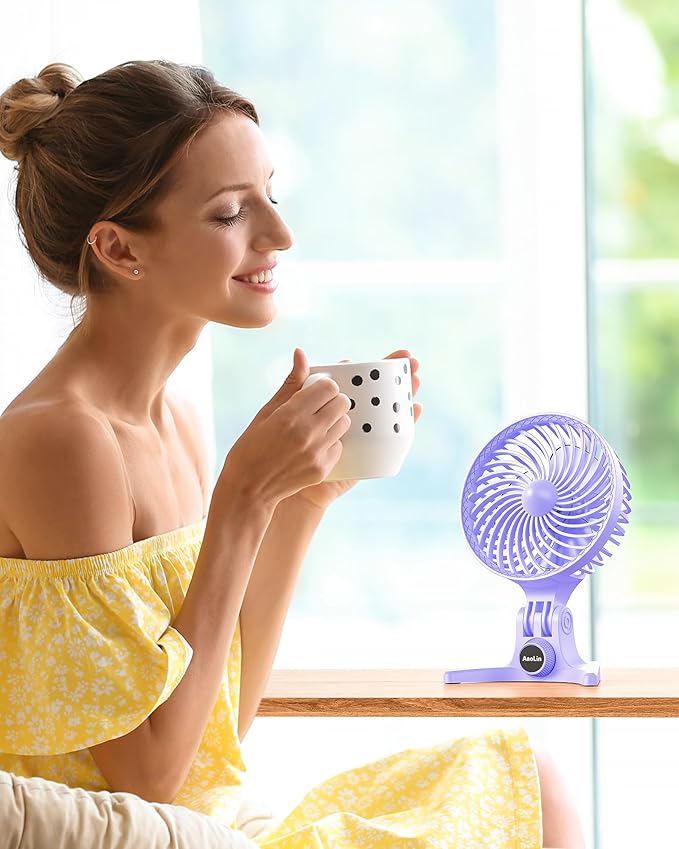 AaoLin USB Desk Fan, Small Fans with CVT Variable Speeds, Strong Cooling Airflow, Quiet Portable, Desktop Mini Personal Table Fan for Room, Home, Office, Bedroom, Purple