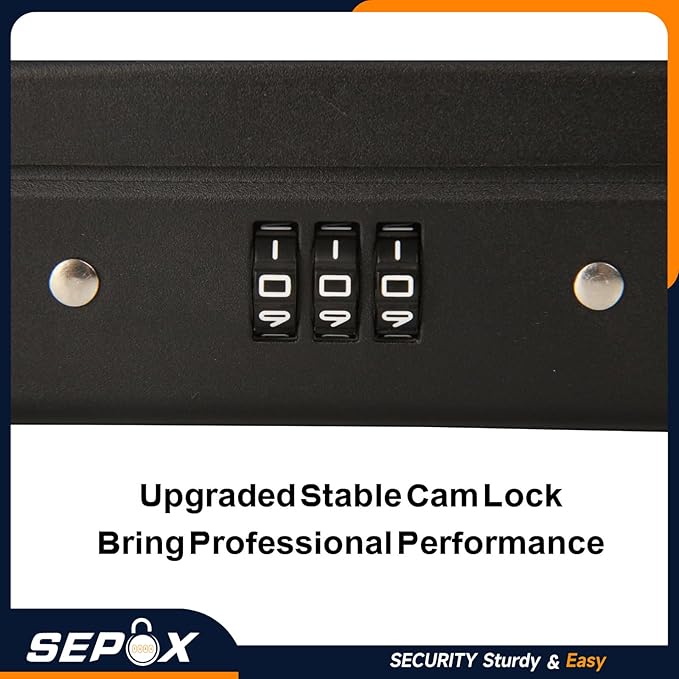 SEPOX® Water/Fire-Resistant Portable Security Case Lock Box Steel, Small Personal Travel Safe Storage Cabinet, 3-Ft Cable, Ressetable Combination Lock for Dorm, Car, Sports, Office, 2pcs Black