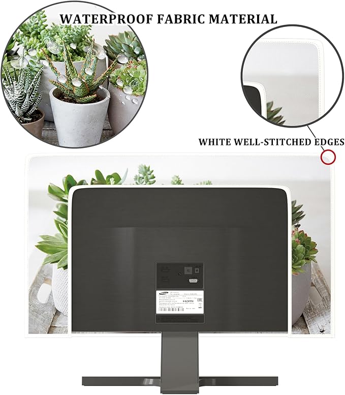 Green Botanical Waterproof 26, 27, 28 Inch Anti-Static Dustproof LCD/LED/HD Decorative Potted Plant Panel Case Computer Monitor Covers Sleeve Compatible with PC Desktop and TV