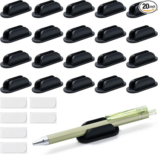 20 Pack Adhesive Pencil Holders for Desk,Silicone Flexible Pen Holder for Wall, Office, School,Home,Classroom Must Haves,Teacher Supplies Accessories,Desk Organizer,Art Supply,Small Gift ﻿