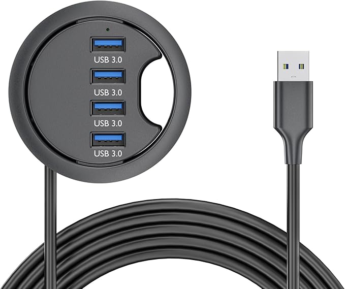 NFHK USB 3.0 Hub 4 Port USB 60mm Desk Grommet Splitter Dock Station Interface for Desktop PC Desk