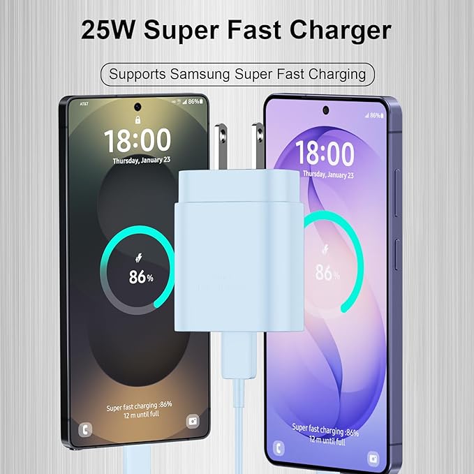 Super Fast Charger Type C,25W PD USB C Wall Charger Block & C to C Cable 6.6ft for Samsung Galaxy S26/S25/S24 Ultra/S24/S24+/S23 Ultra/S23/S23+/S22/S22 Ultra/S22+/S21 Ultra/S20 Ultra/Note 20/10