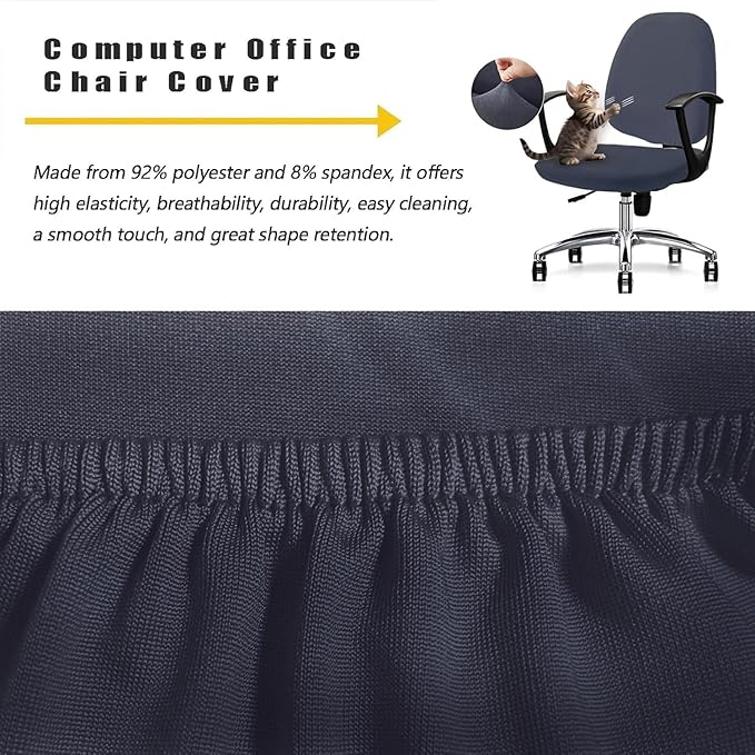 Office Chair Covers - 2 Piece Protective Stretchable Chair Seatcovers Stretch Chair Slipcover, Removable Washable Universal Armchair Cover Slipcover Chair Seat Cover Protector Cover