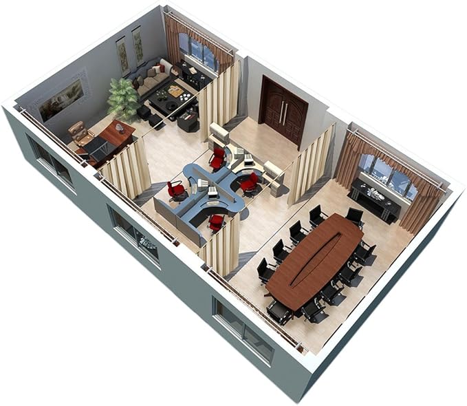 RYB HOME Decor Freestanding Office Partition Wall Divider Curtain, Grommet Top Contemporary Blackout Curtain Panel for Home Theatre/Bedroom/Garage, 9 ft Tall x 15 ft Wide, Cream Beige, 1 Piece