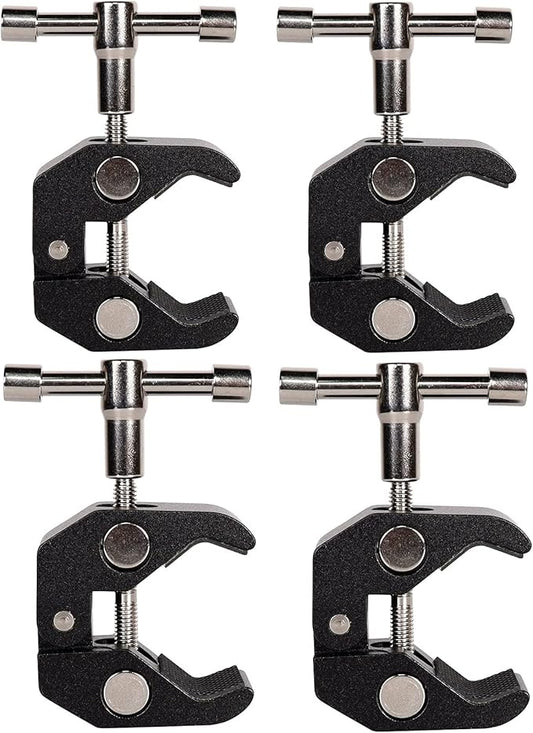 4Pack Super Clamp with 1/4 and 3/8 Thread for Photography,Camera Monitor, Plate Glass,LED Light, Umbrellas,Hooks, Shelves, Cross Bars,Photo Accessories