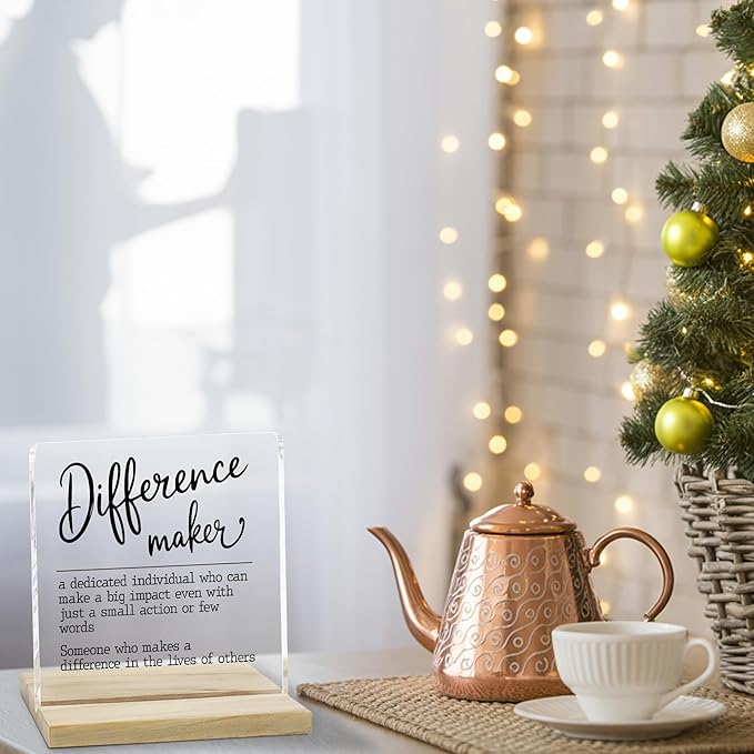 Difference Maker Definition Desk Decor Sign, Appreciation Gifts for Teacher Boss Leader Coworker Acrylic Plaque