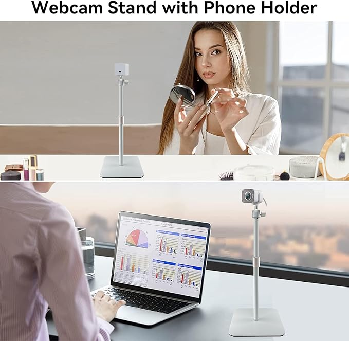 AceTaken White Webcam Magnetic Stand Holder for Logitech Brio 100, Brio 300,Brio 500,C270,C310 webcams