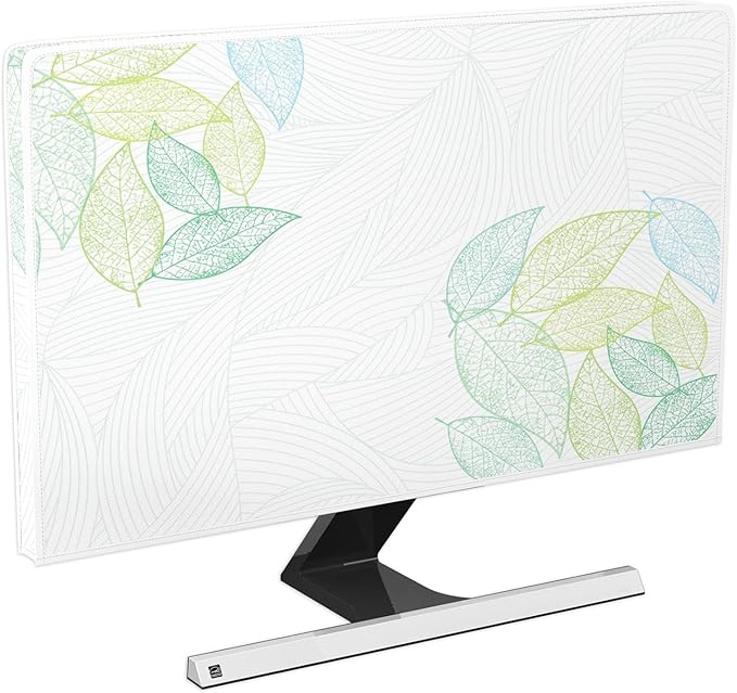 Artistical Leaf Waterproof 32 Inch TV Dust Cover Anti-Static Dustproof Screen TV Covers with Trendy Botanical Design Weatherproof Television Cover for LED LCD OLED 32 Inch TVs