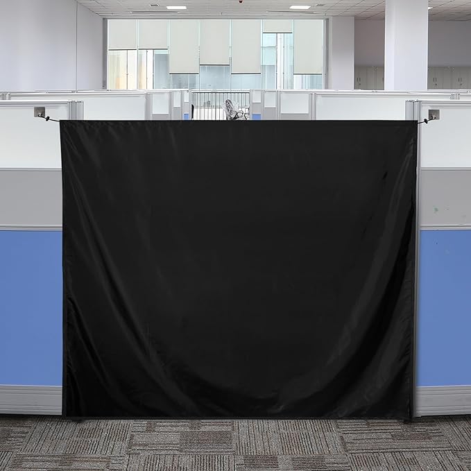 51"x55" Office Privacy Curtain with Hanging Kit - Noise Reducing Partition Screen for Cubicles, Dorms & Home Offices (Black)