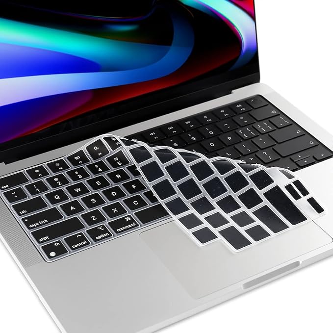 Batianda Premium Gradient Color Keyboard Cover for New MacBook Pro 14'' Pro 16'' 2024 2023 M4 M3 M2 M1 Pro/Max Chip & New MacBook Air 13 15 inch Soft-Touch Silicone Protective Skin,Black