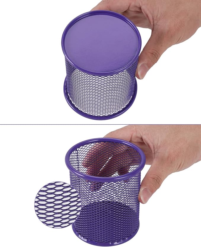 EasyPAG Pencil Holder for Desk, 2 Pack Metal Pen Organizer, Mesh Pencil Cup Organizer for Home, Office, Classroom, School, Purple