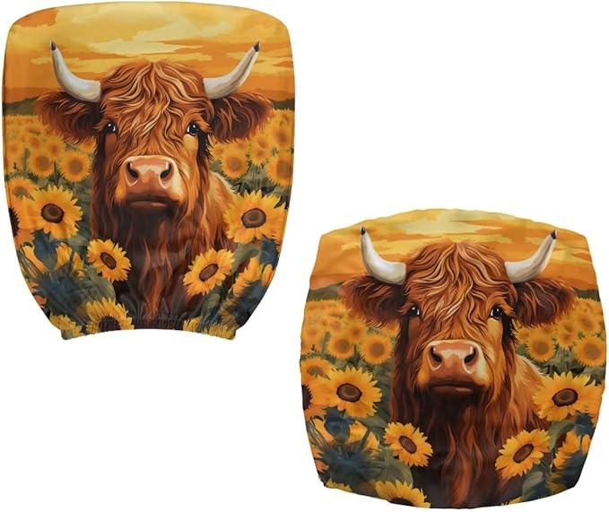 Highland Cow Office Chair Covers Stretchable Desk Accessories Universal Split Rotating Swivel Chair Slipcover Protector Computer Office Chair Seat Cover 2 Piece Office Gifts for Women Men