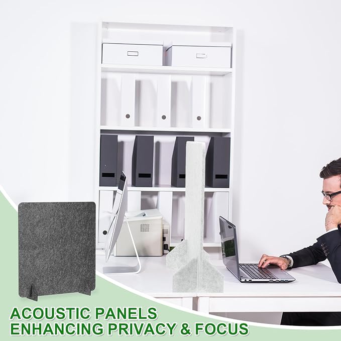 PATIKIL Desk Dividers 24" x 24", 1 Pack Desk Privacy Panel Freestanding Noise Reducing Partition Acoustic Panel with 2Pcs Support Feet for Testing Office Home Library, Dark Gray Style A