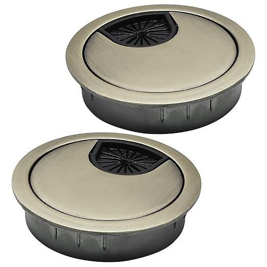Desk Grommet 2" (50 mm), Desk Cord Hole Cover, Cable Grommet Metal Zinc Alloy Materilal, Desk Hole Grommet for Office and Home Table Cable, Detachable Cable Cord Organizer (Bronze 2 Pcs)