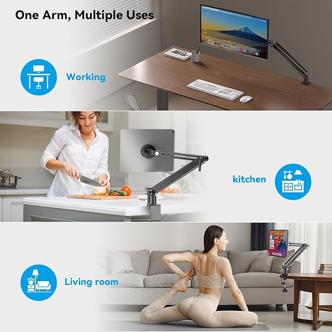 Jakeko Strong Magnetic Portable Monitor Desk Clamp - 75mm VESA Mount 8.3" 12.9" 15.6" 16" 17.3" 18.5 inch 360° Rotate Base Tablet Holder Arm JK07B1