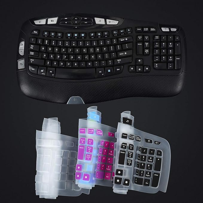 Keyboard Cover Compatile with Logitech K350 MK570 Wireless Wave Keyboard, K350 & MK570 Keyboard Skin Protector - Gradual Purple