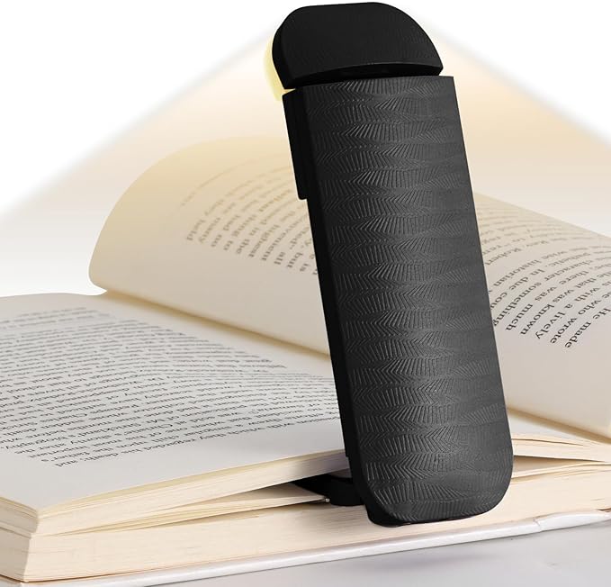 HEMONNKAM Book Reading Light, Rechargeable Clip on Booklight, Eye Caring 3 Color Temperatures & 5 Brightness Levels, Night Use for Bed, Long Lasting, Reading at Night in Bed, Black