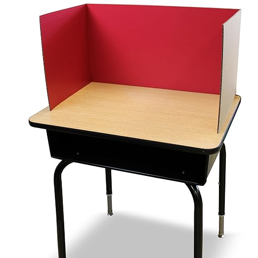 Flipside Products 18”x 48” Red Study Carrel, Privacy Boards, Student Privacy and Focus Booth for The Classroom, Desk Divider Cubby for Tests, Made in USA - 24 Pack