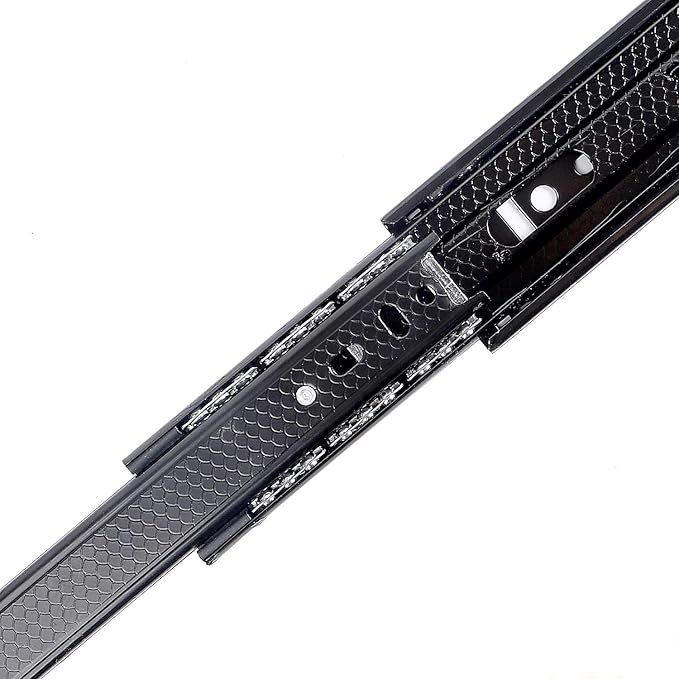 KINJOEK 4 PCS 18 Inch Full Extension Ball Bearing Drawer Slides Heavy Duty Side Mount Cabinet Rails Tool Box, Keyboard Glides Rails Rack, Black