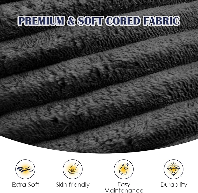 SHOUREN Stuffed Round Pouf Ottoman,Corduroy Foot Rest with Shredded Foam Filling, Lightweight and Fluffy Pouf Storage Ottoman for Living Room,Floor Poufs for Couch,18"x 14", Dark Grey