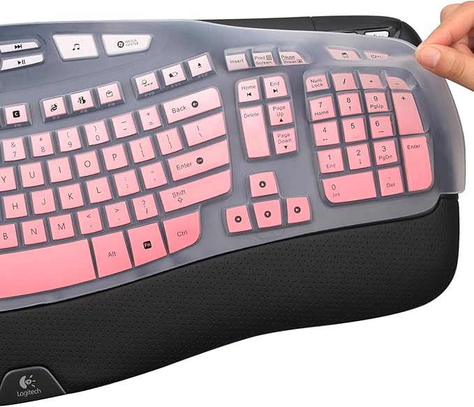 Keyboard Cover for Logitech K350 Wireless Wave & MK570 MK550 Wireless Keyboard, Logitech K350 MK550 MK570 Keyboard Accessories Protective Skin-Rainbow