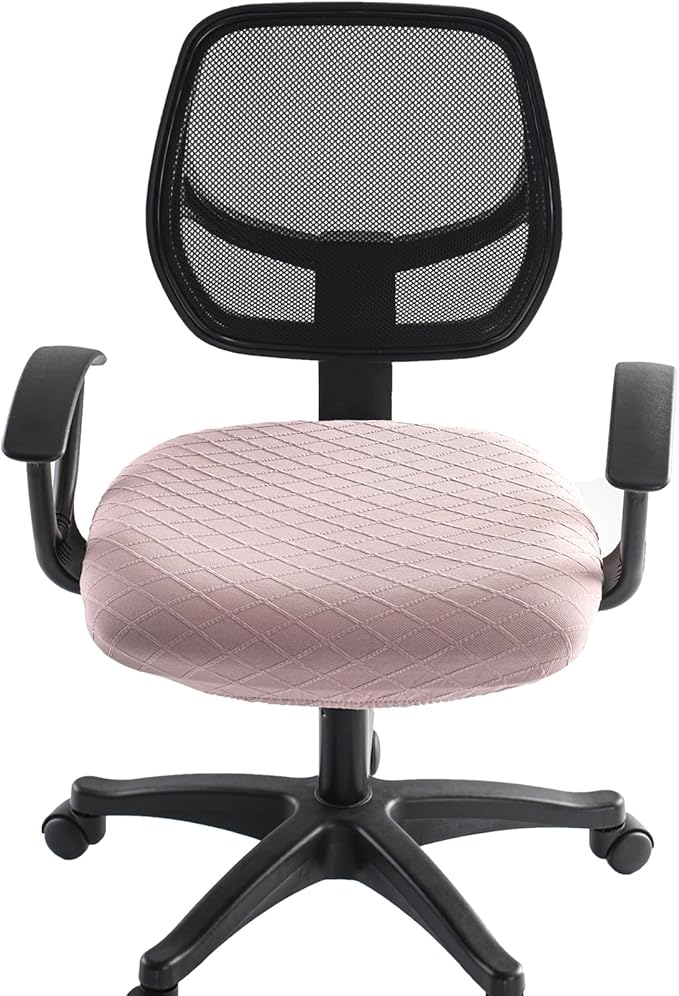Stretch Jacquard Office Chair Cover, Removable Washable Desk Chair Cover, Anti-dust Seat Cushion Protectors - Pink Red