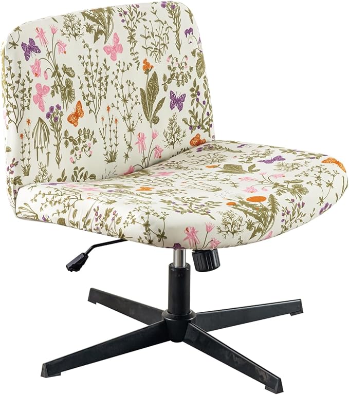 Armless Chair Slipcover Stretch Criss Cross Chair Cover, Mid Back Wide Seat Accent Chair Covers,Modern Vanity Chair Cover for Office Desk (Butterfly)