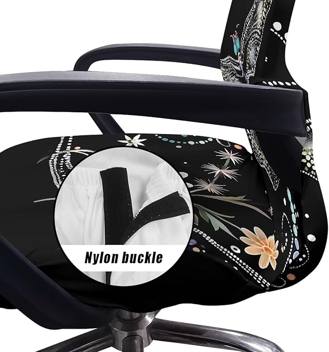 Talayituse Dragonfly Daisy Print Office Chair Cover Rolling Desk Chair Cover Gaming Chair Covers Stretch Washable Computer Chair Slipcovers for Swivel Chair Armchair Computer Boss Chair, L