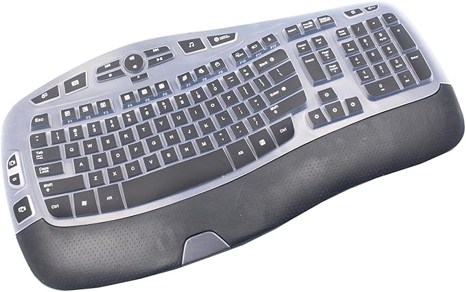 Silicone Keyboard Skin Cover Compatible for Logitech K350 MK550 MK570 Wireless Wave Keyboard, Logitech K350 MK550 MK570 Keyboard Skin (Black)