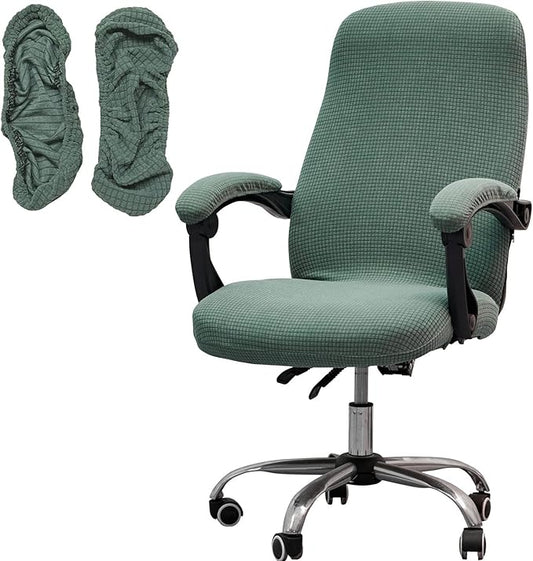Melaluxe Office Chair Cover with Armrest Covers， Universal Stretch Desk Chair Cover, Computer Chair Slipcovers (Size: L) - Matcha Green