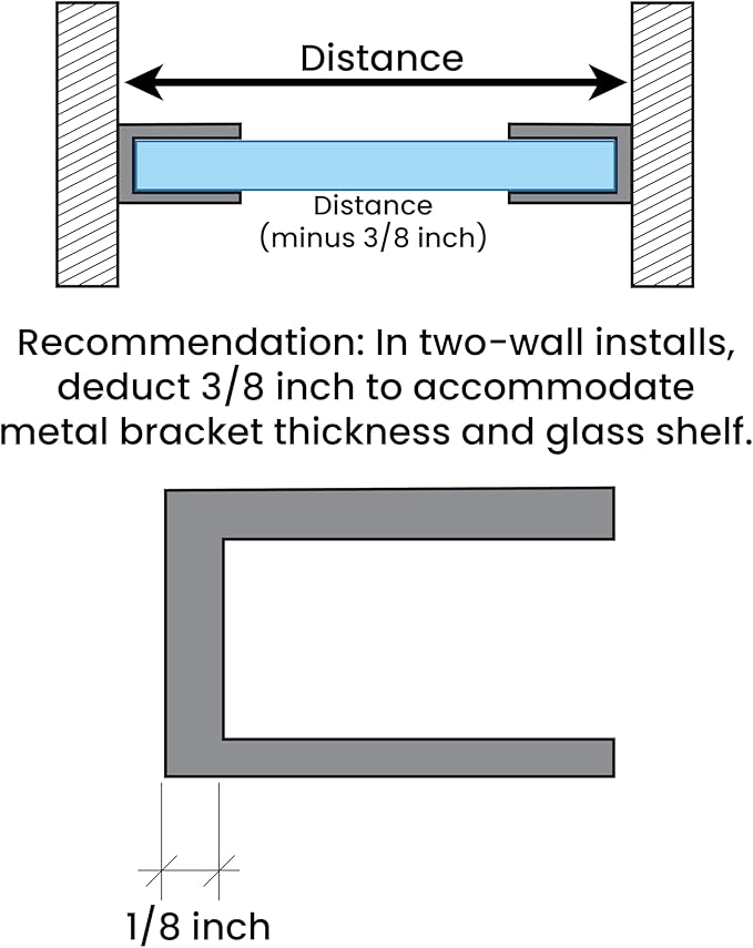 Dulles Glass Floating Shelf Brackets, Rectangular Clamps Heavy Duty, Brushed Nickel, for Glass, Wood, Acrylic Wall Mounted Shelf Support. 1 Piece