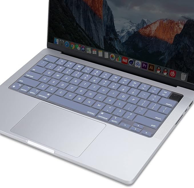 MOSISO Keyboard Cover Skin Compatible with MacBook Air 15 inch M3 A3114 M2 A2941/Air 13.6 A3113 A2681/Pro 14/16 M4 M3 M2 M1, Lavender Gray
