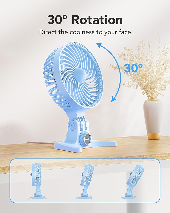 AaoLin USB Small Fan, Desk Fans with CVT Variable Speeds, Strong Cooling Airflow, Quiet Portable, Desktop Mini Personal Fan for Room, Home,Office, Bedroom-USB Powered (Blue)