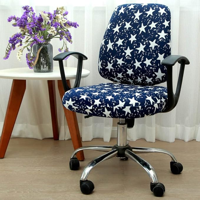 VIOKKO Office Chair Cover Stretchable Computer Desk Chair Seat Covers Anti-Dust Universal Split 2 Piece Rotating Swivel Chair Slipcover Protector (Star)