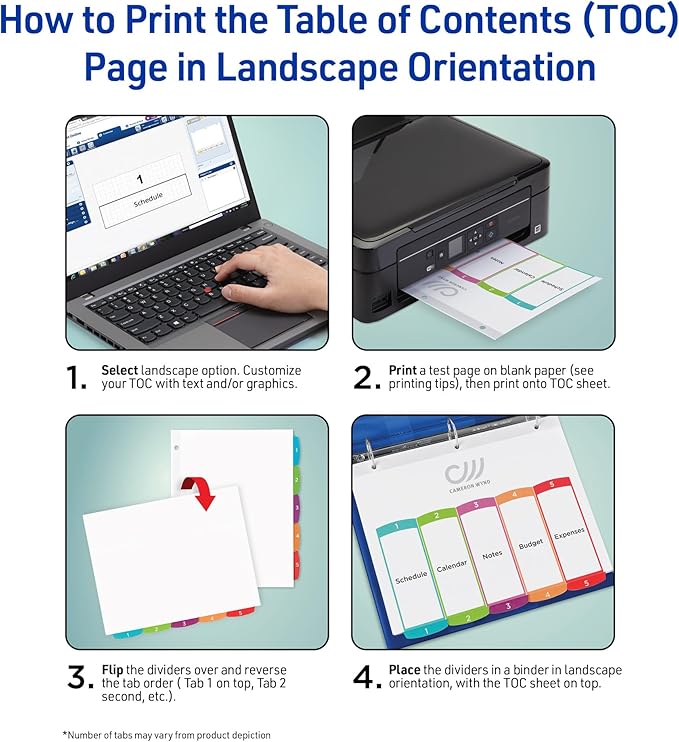 Avery Dividers for 3 Ring Binders, 12 Tabs per Set, Customizable Table of Contents, Multicolor Arched Tabs, Great for Organizing Reports, Projects, and More (24 Sets of 11843)