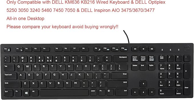 iKammo Keyboard Cover Skins Compatible with Dell KB216 & KM636 Keyboards & Dell Optiplex 5250/3050/3240/5460/7450/7050 & Inspiron AIO 3475/3670/3477 Desktops