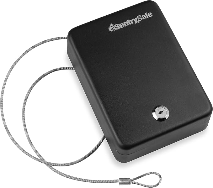 SentrySafe Mini Safe is a Lock Box with Key Lock for Office or Dorm that Secures Money, Passports, or Other Small Valuables, Exterior: 2.6 H x 5.9 W x 8.0 inches, P005K