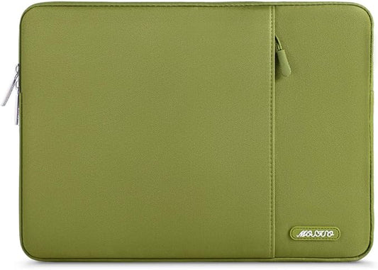 MOSISO Laptop Case 14 inch, 14 inch Laptop Sleeve Compatible with HP Lenovo Dell ASUS Acer, HP Stream, Dell Latitude, Lenovo IdeaPad, Polyester Vertical Computer Sleeve Bag with Pocket, Chartreuse